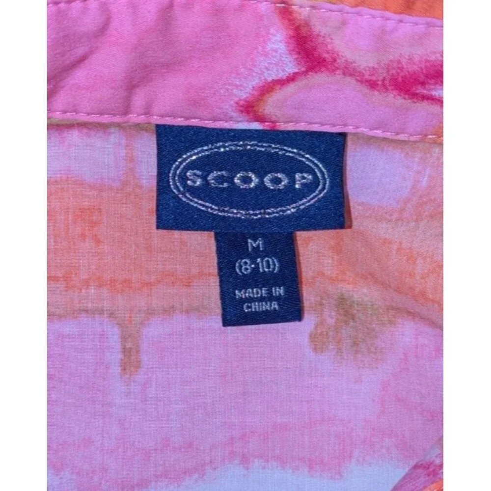 Scoop Women's Sherbet Tie-Dye Collared Long Sleeve Mini Shirt Dress Size Medium
